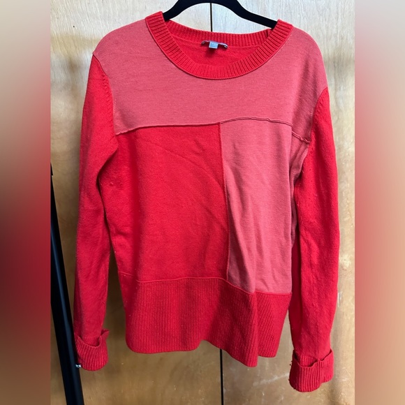 COS Red Colorblock 100% Wool Sweater - Picture 1 of 4